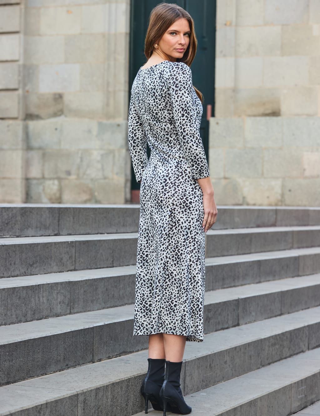 Jersey Animal Print Tie Detail Midi Dress 4 of 5