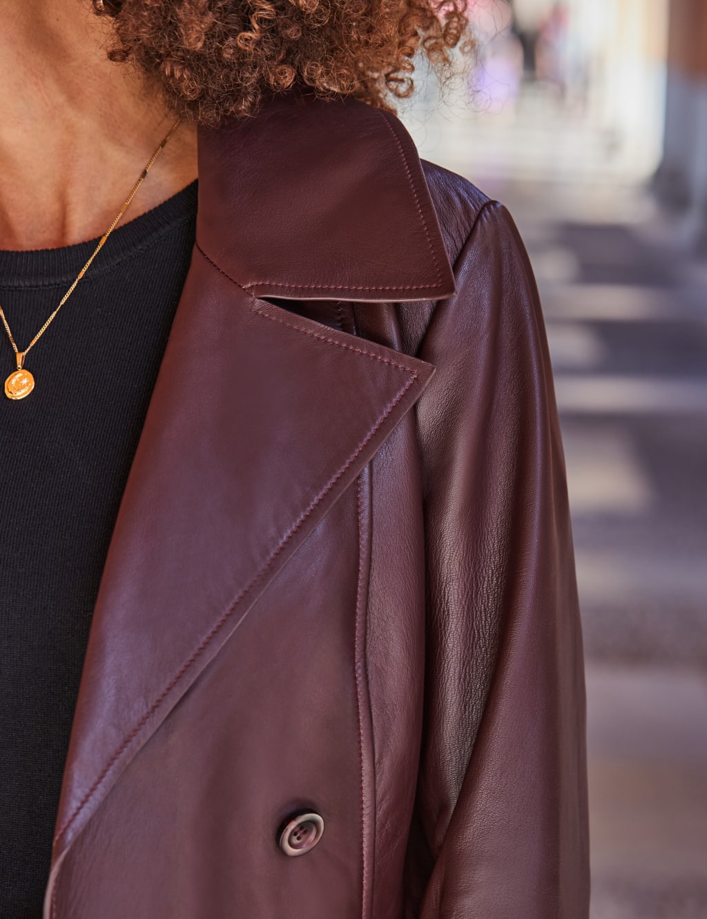 Leather Belted Double Breasted Trench Coat 8 of 9