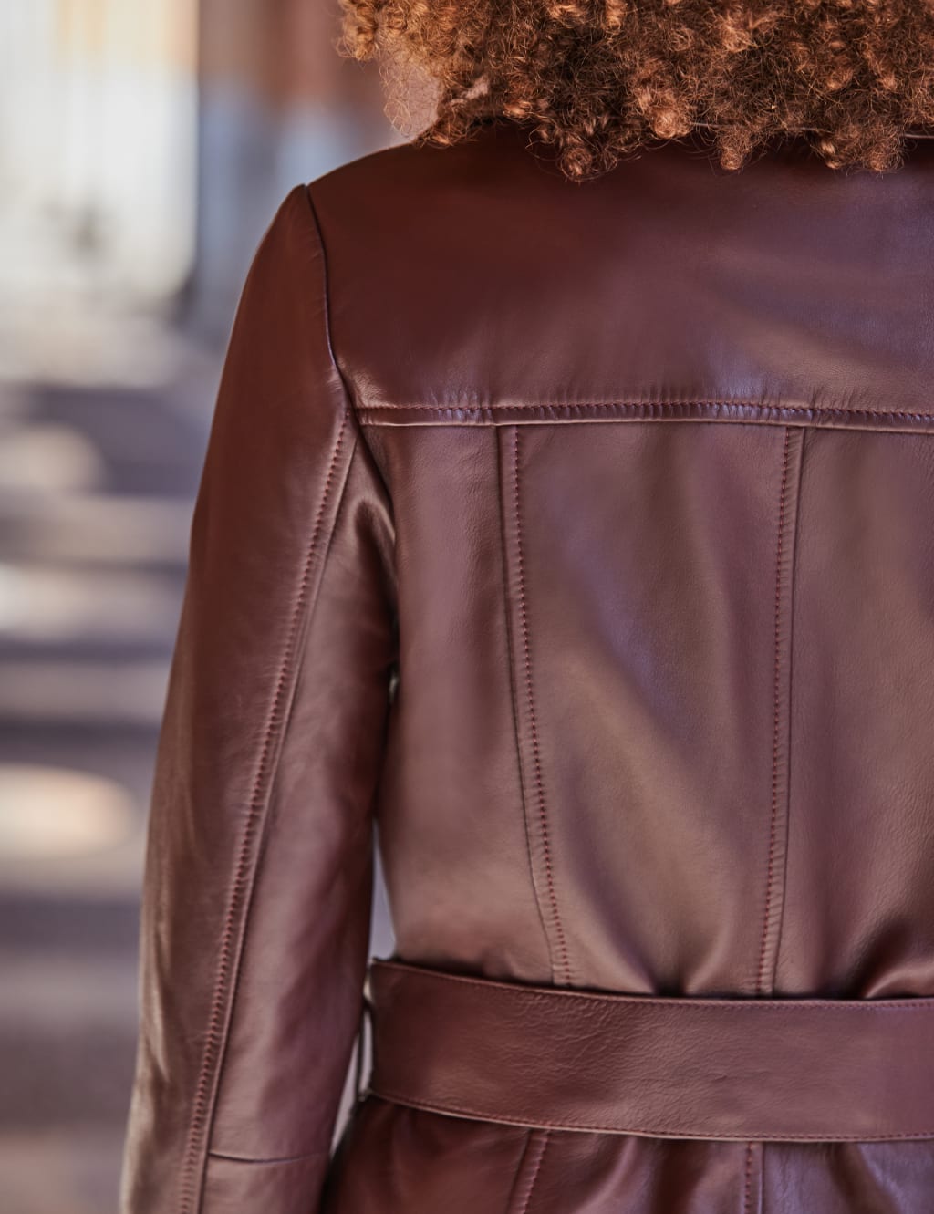 Leather Belted Double Breasted Trench Coat 9 of 9