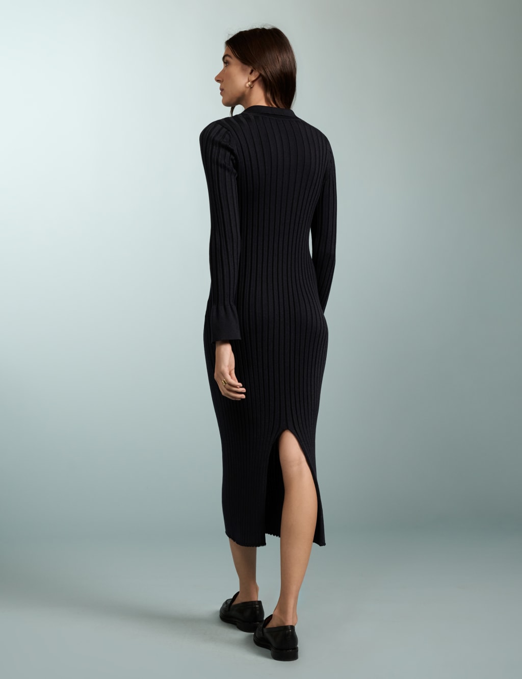 Textured Button Front Midaxi Bodycon Dress 4 of 4