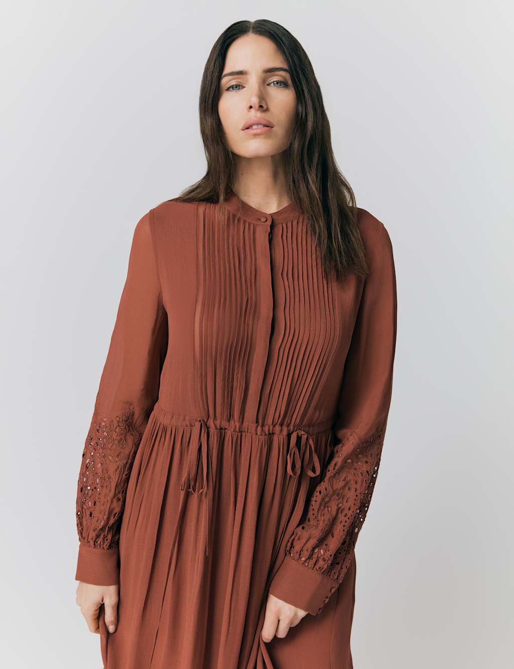 Georgette Broderie Pleated Midi Smock Dress 4 of 4