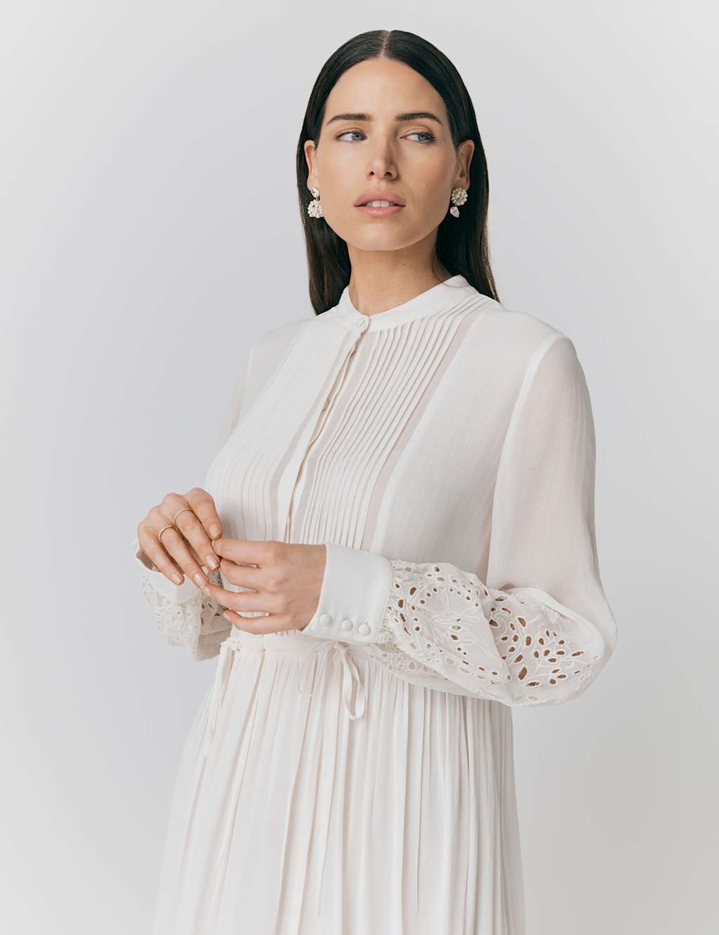 Georgette Broderie Pleated Midi Smock Dress 4 of 4