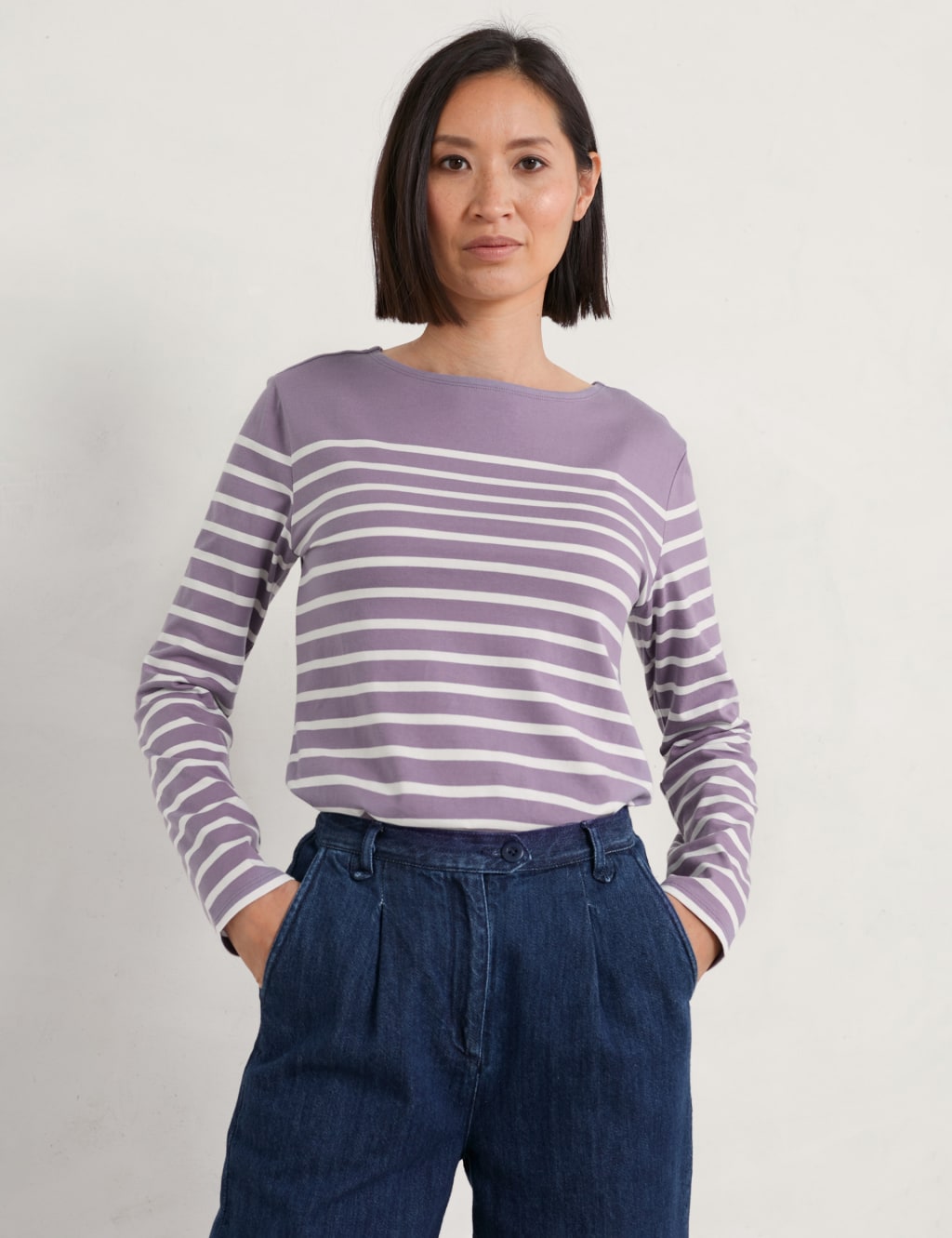 Cotton Striped Long Sleeve Top 1 of 4