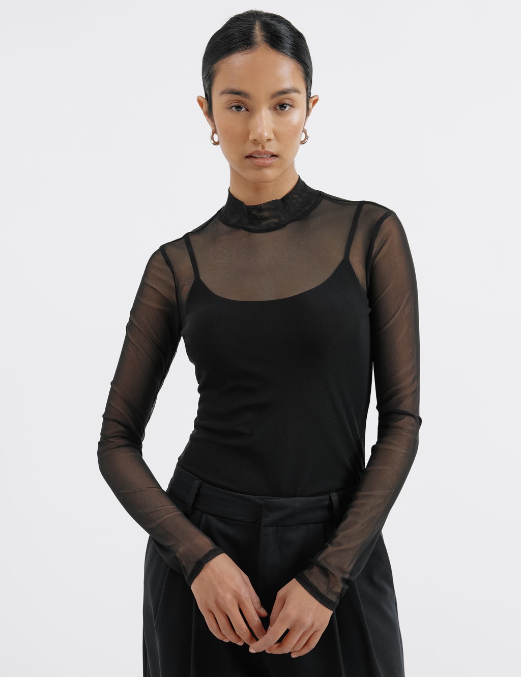 Mesh High Neck Top