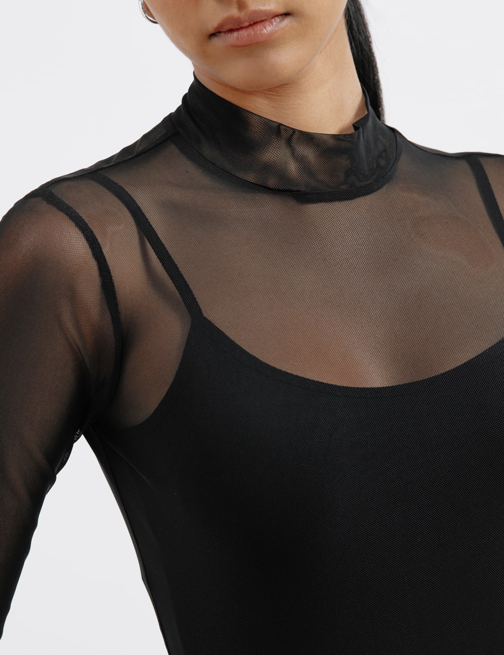 Mesh top high neck best sale
