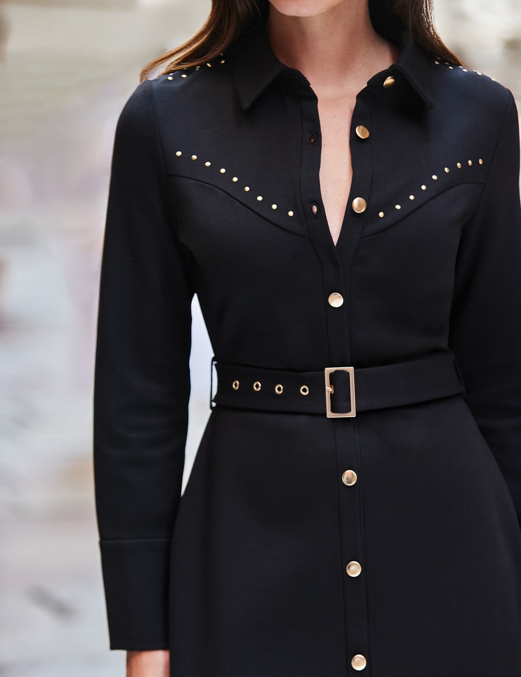 Belted Knee Length Shirt Dress 4 of 5