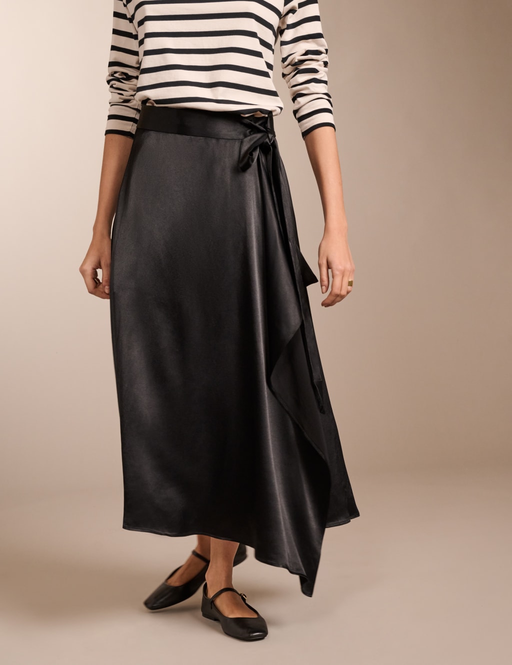 Satin maxi wrap skirt hot sale