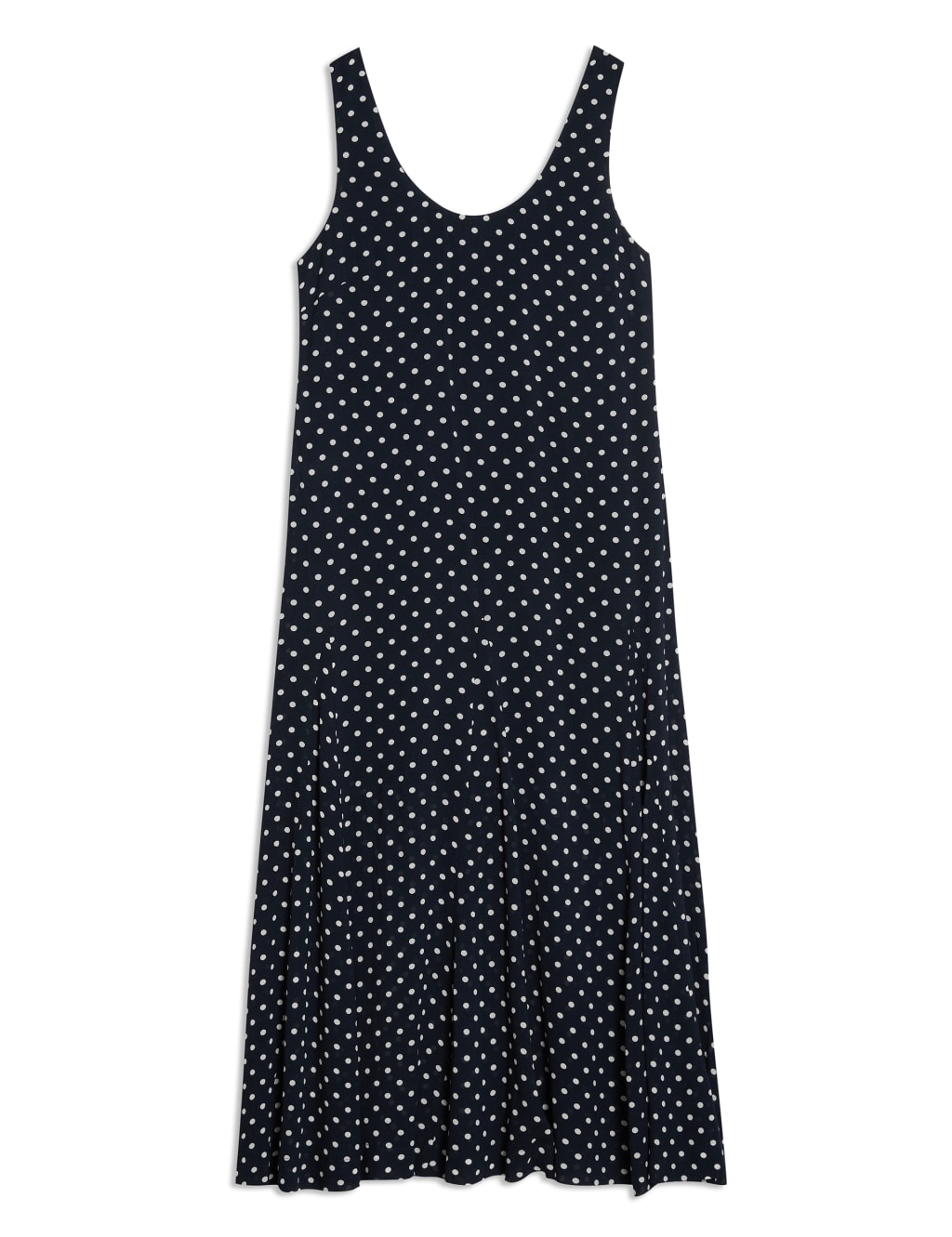 Polka Dot Rounch Neck Maxi Smock Dress 2 of 7