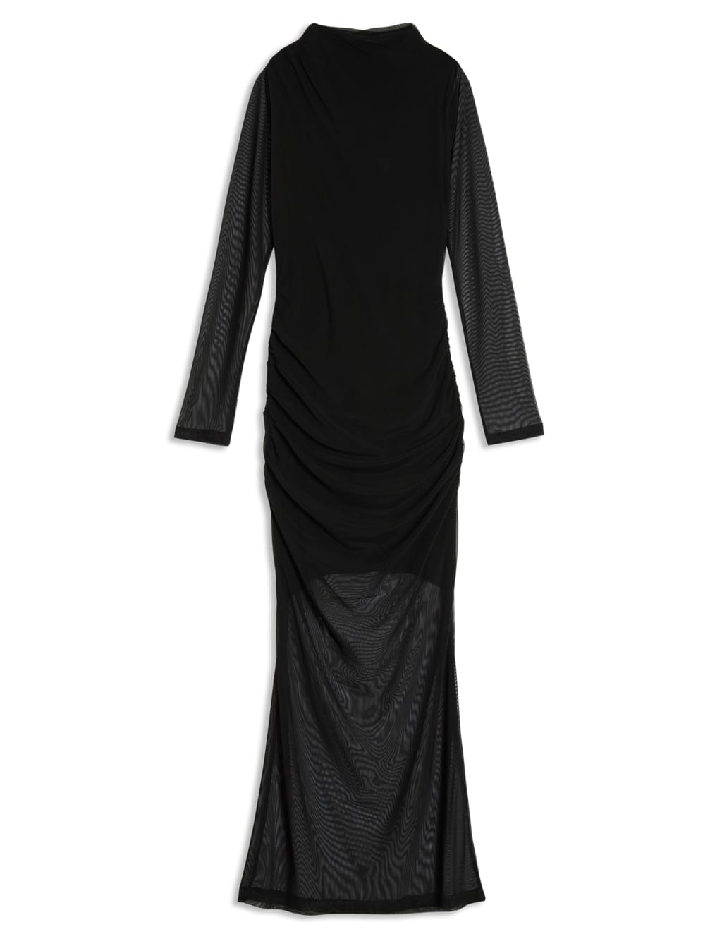 Mesh High Neck Ruched Maxi Bodycon Dress 2 of 7