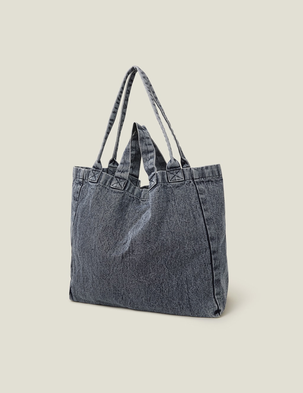 Washed Denim Double Strap Tote Bag 2 of 4