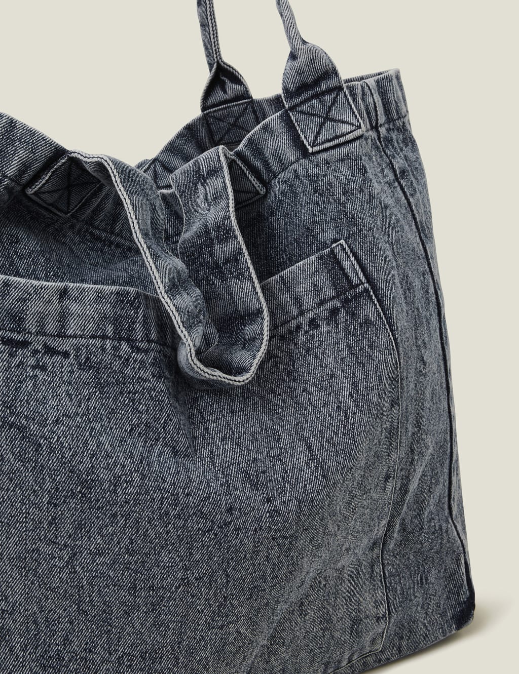 Washed Denim Double Strap Tote Bag 3 of 4
