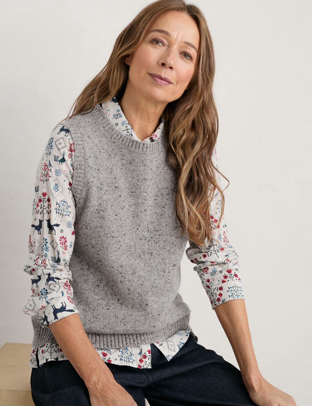 Wool Rich Textured Crew Neck Knitted Vest | Seasalt Cornwall
