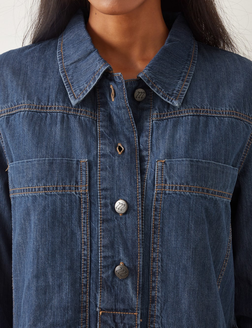 Denim Knee Length Shirt Dress 2 of 5