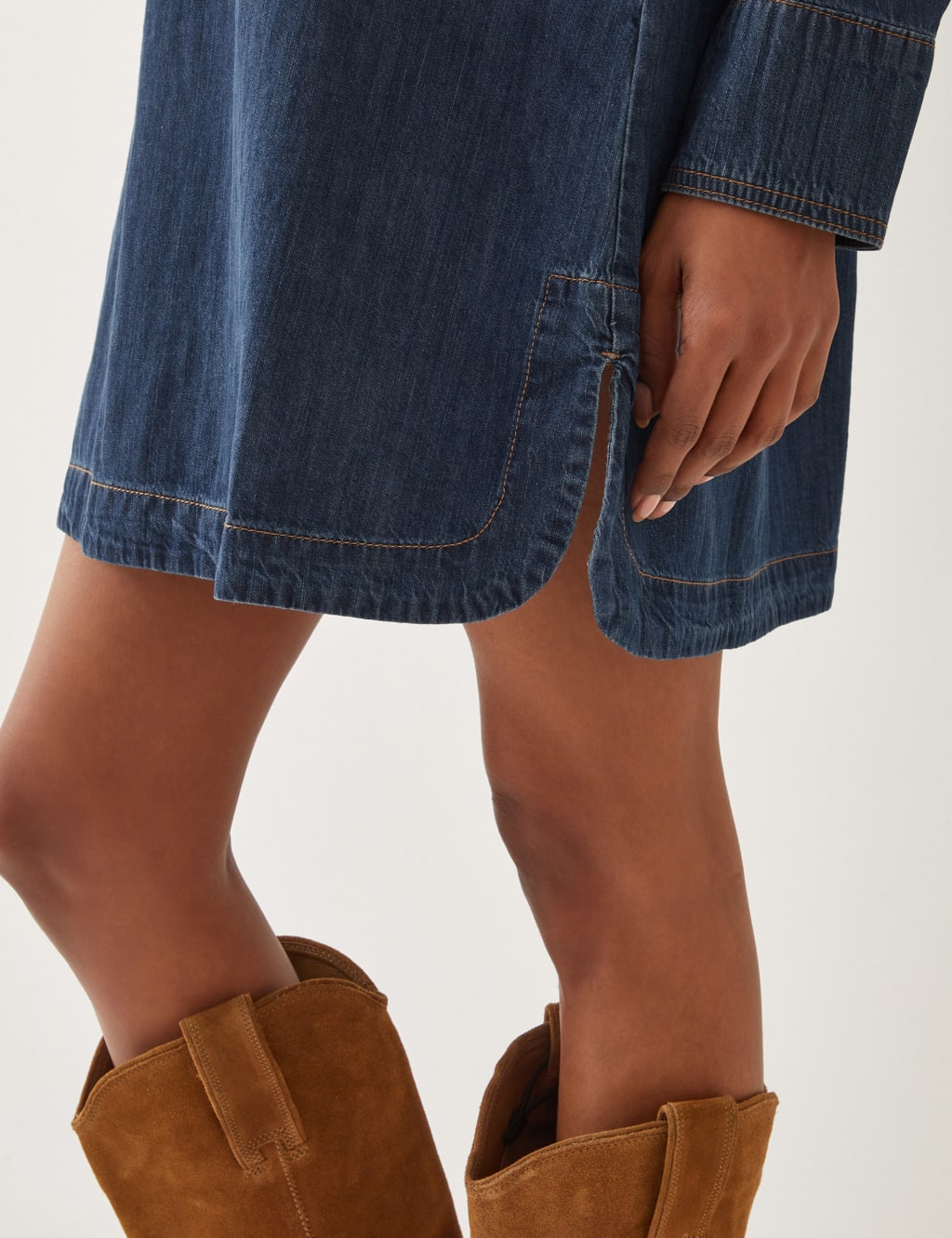 Denim Knee Length Shirt Dress 4 of 5