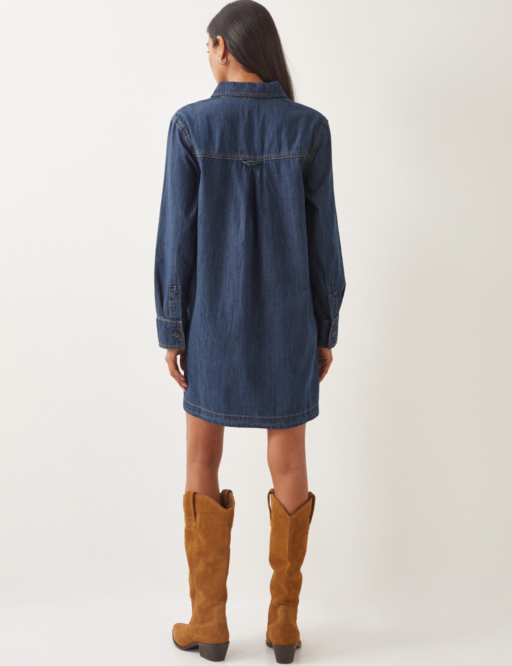 Denim Knee Length Shirt Dress 5 of 5
