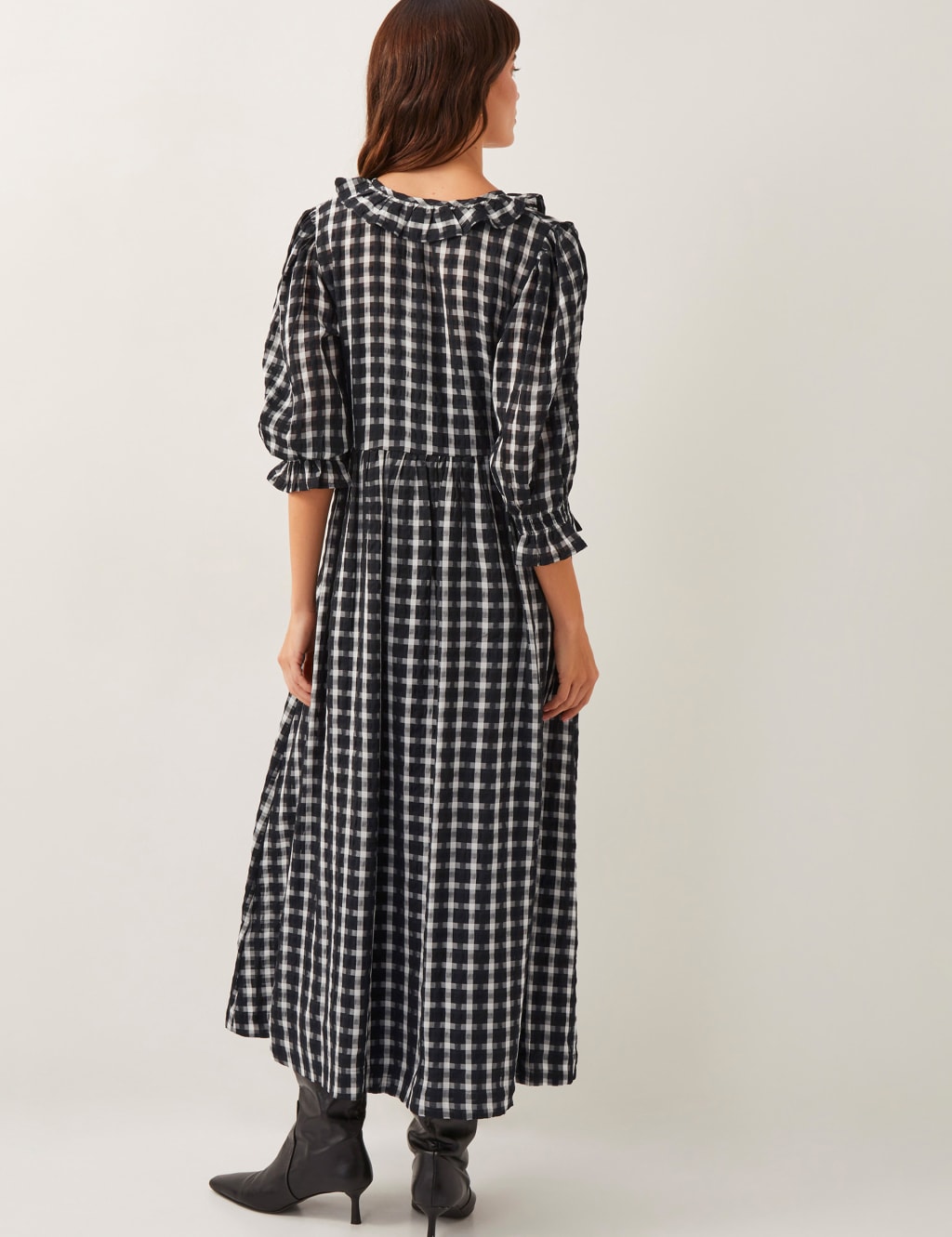 Checked Collared V-Neck Midi Skater Dress 5 of 5