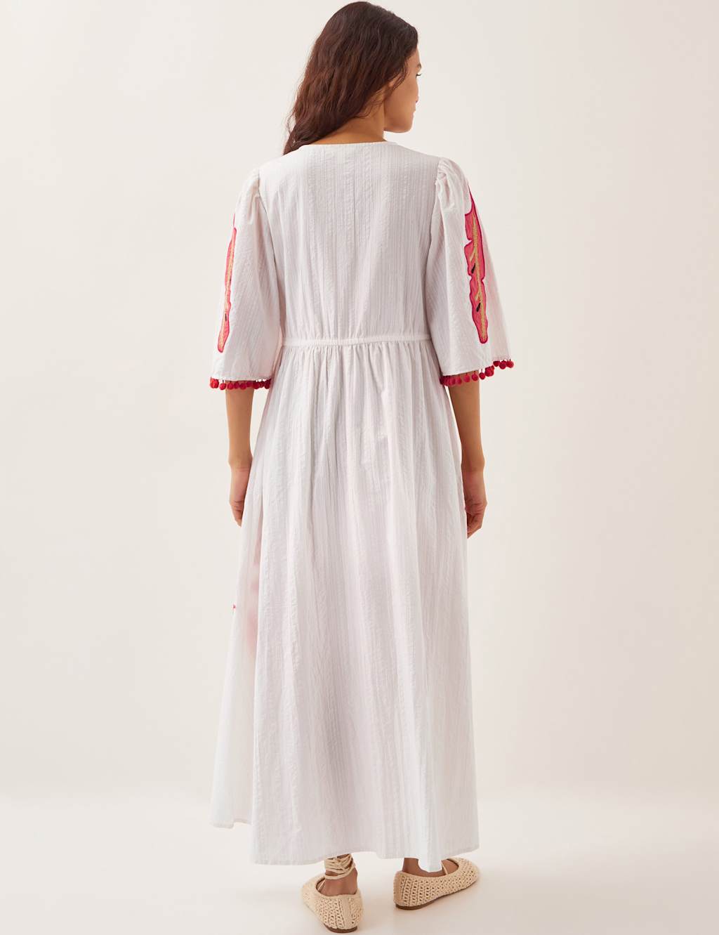 Pure Cotton Embroidered V-Neck Maxi Dress 4 of 4
