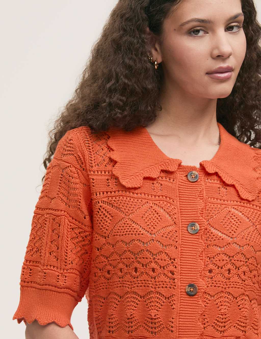 Pure Cotton Knitted Short Sleeve Cardigan 4 of 4