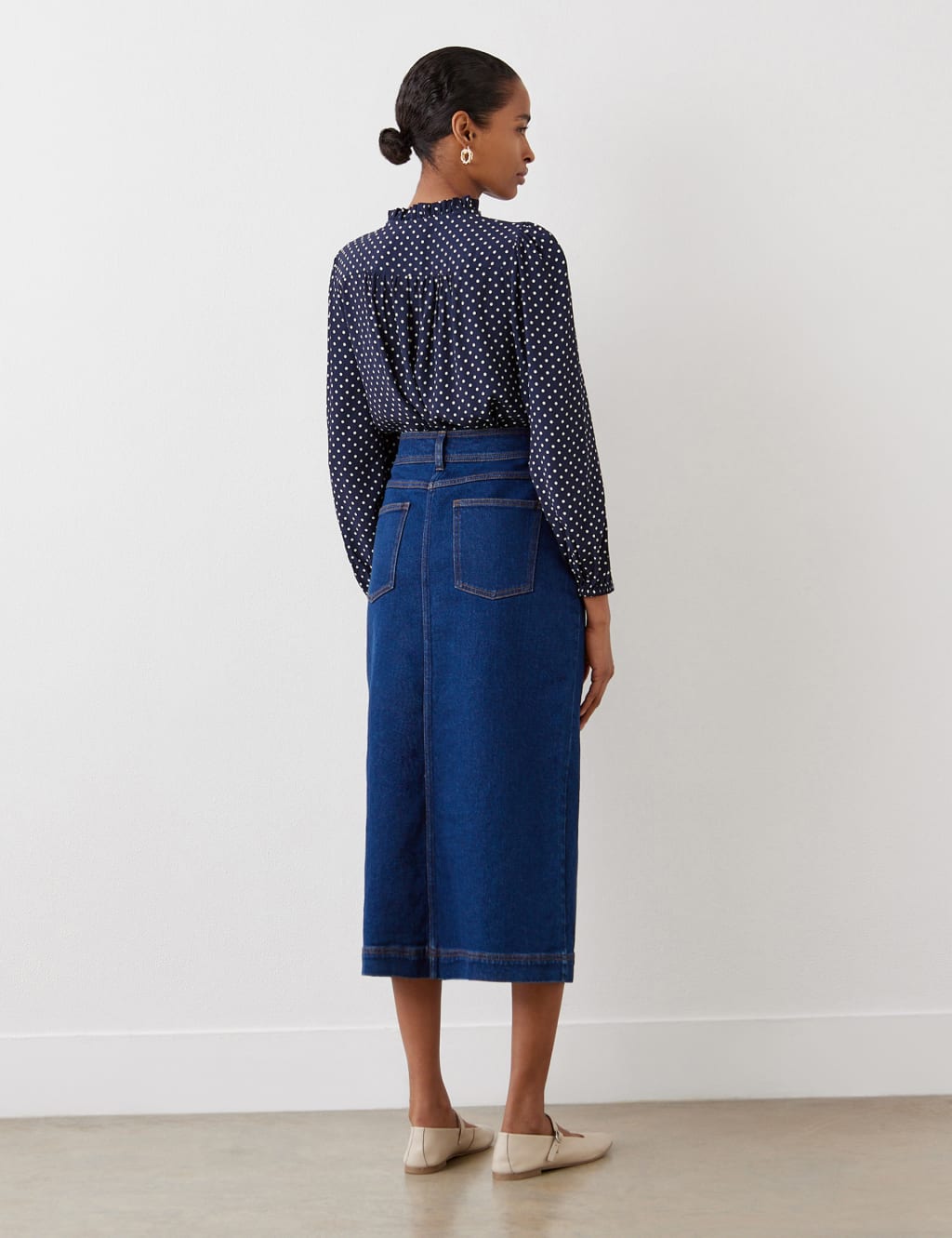 Cotton Rich Denim Midi Skirt 3 of 5