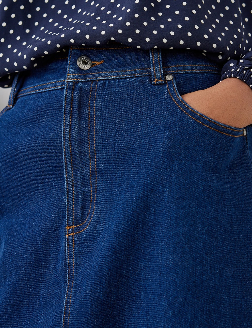 Cotton Rich Denim Midi Skirt 5 of 5