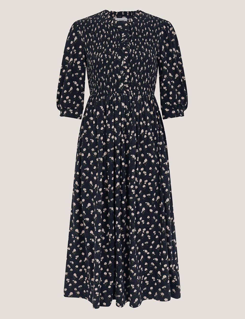 Jersey Floral Midi Shirred Waisted Dress 2 of 6