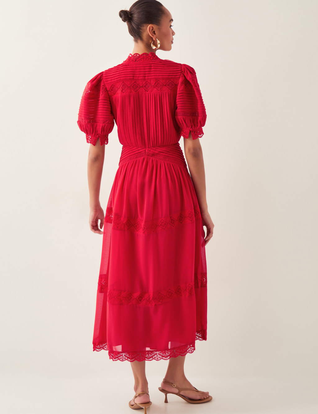 V-Neck Pintuck Midi Skater Dress 5 of 5