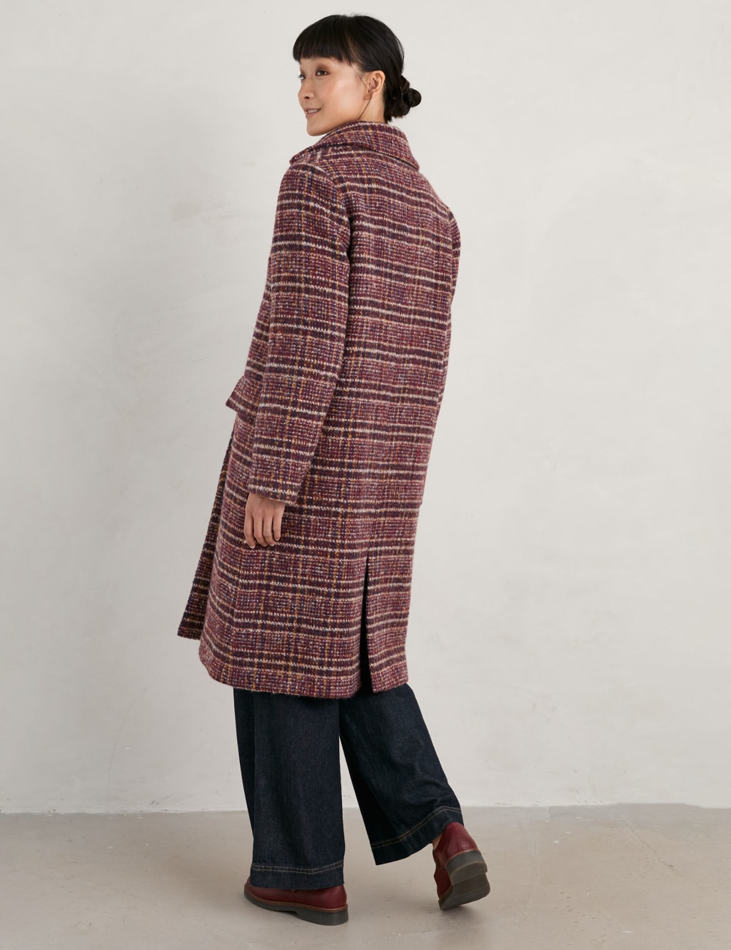 Checked duster coat shop