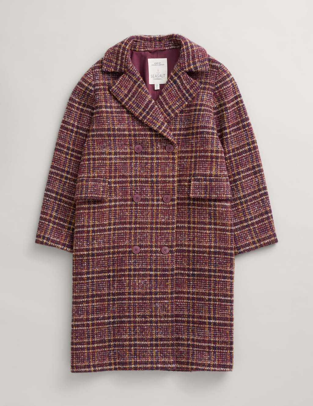 Wool Blend Checked Longline Duster Coat