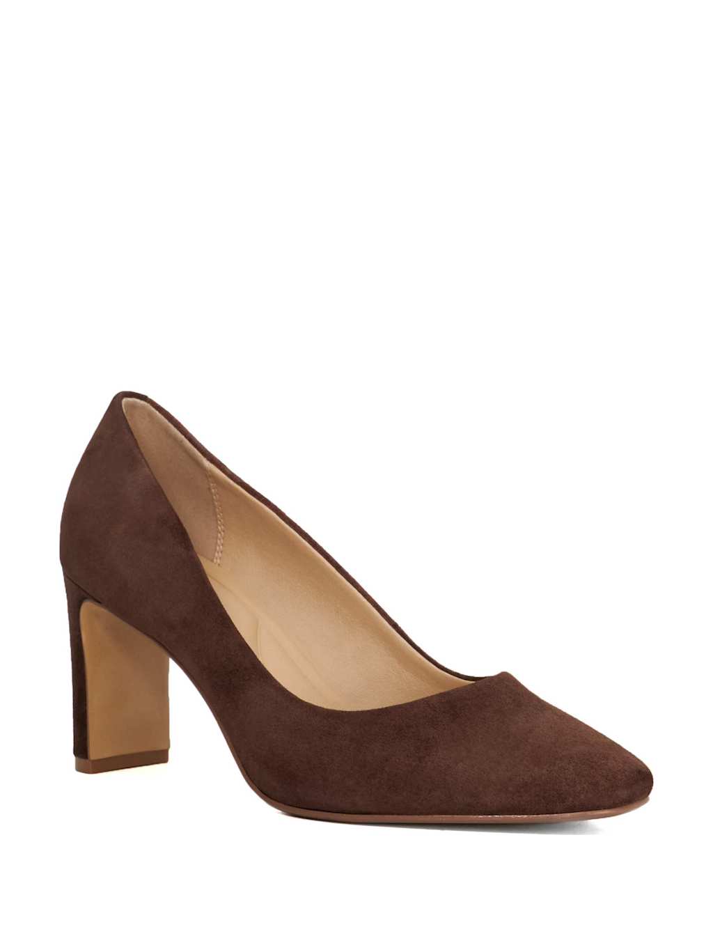 Leather Block Heel Chisel Toe Court Shoes 3 of 5