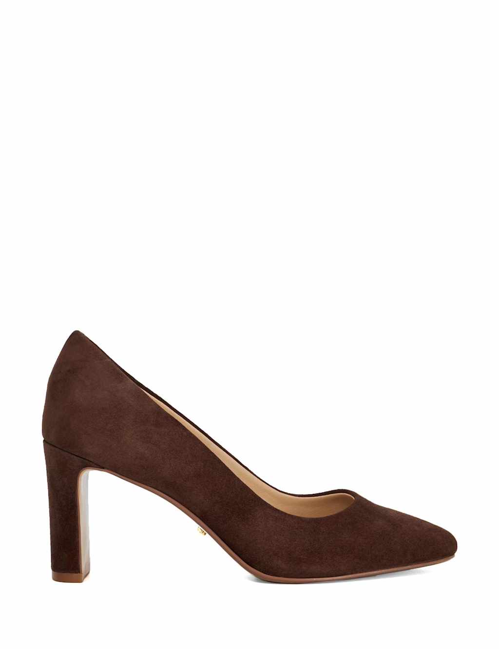 Leather Block Heel Chisel Toe Court Shoes 1 of 5