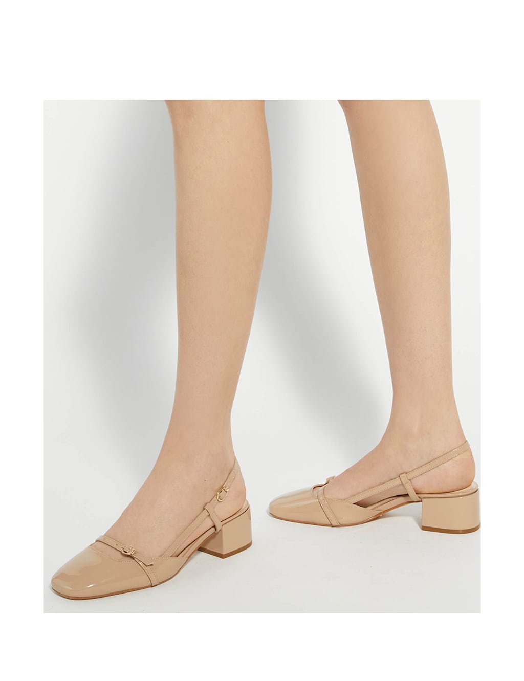 Patent Block Heel Slingback Shoes 2 of 6
