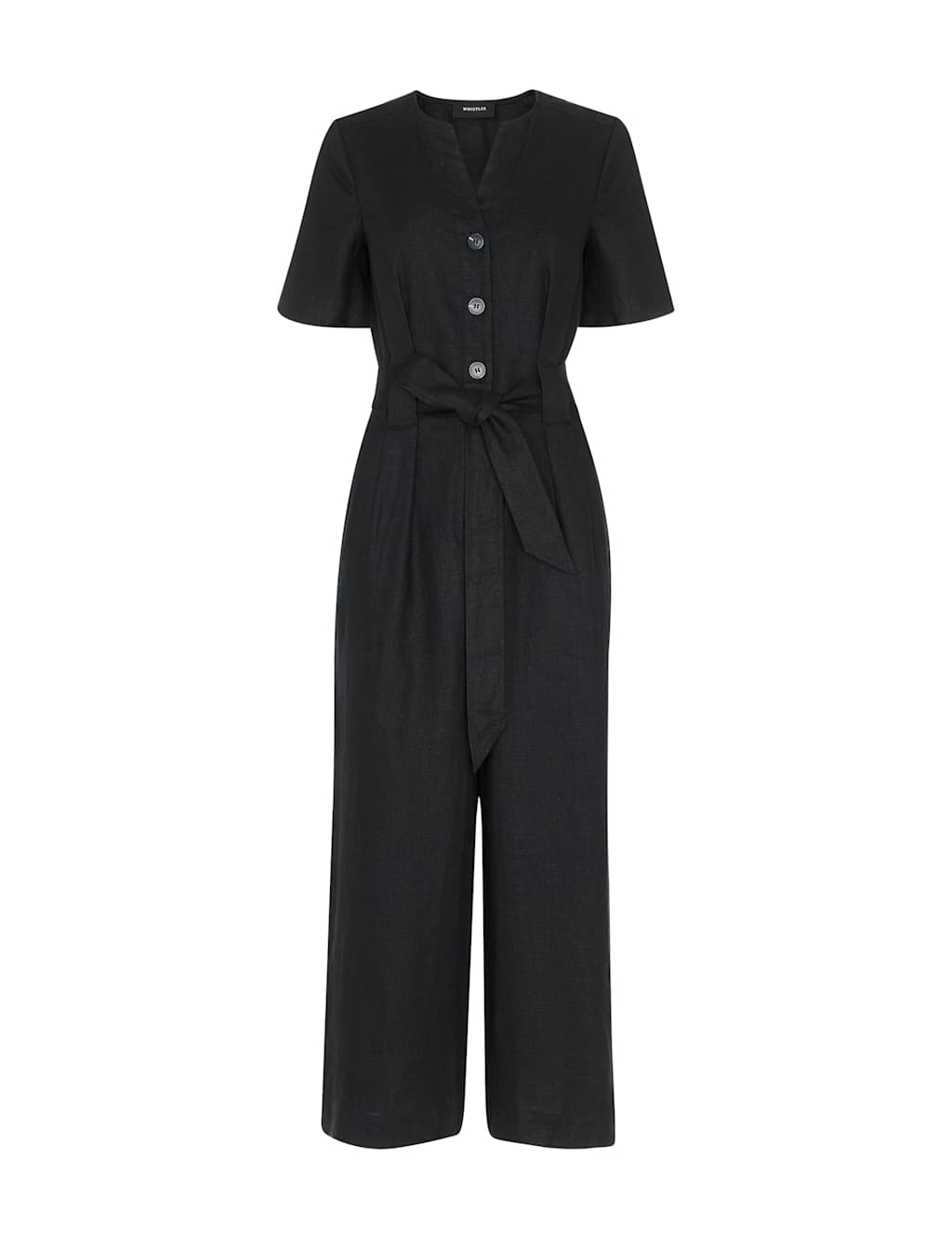 Pure Linen Button Front Tie Detail Jumpsuit 2 of 4