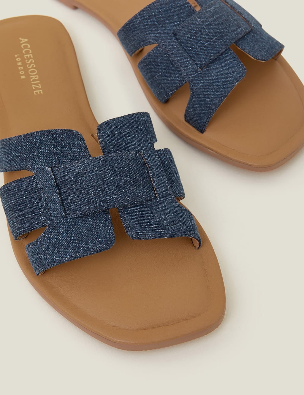 Denim Strappy Flat Sliders 4 of 4