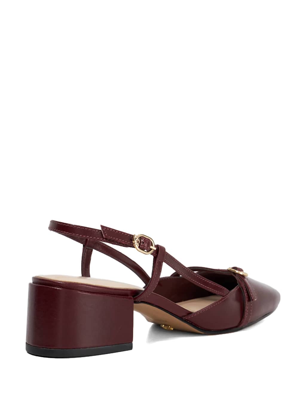 Leather Block Heel Square Toe Slingback Shoes 4 of 6