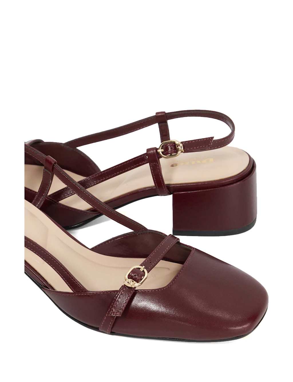 Leather Block Heel Square Toe Slingback Shoes 6 of 6