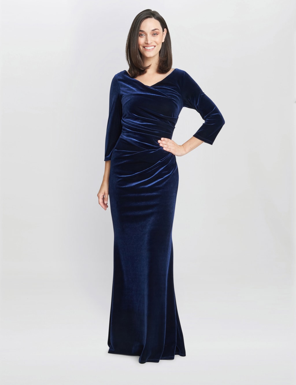 Velvet V Neck Maxi Waisted Dress Gina Bacconi M S
