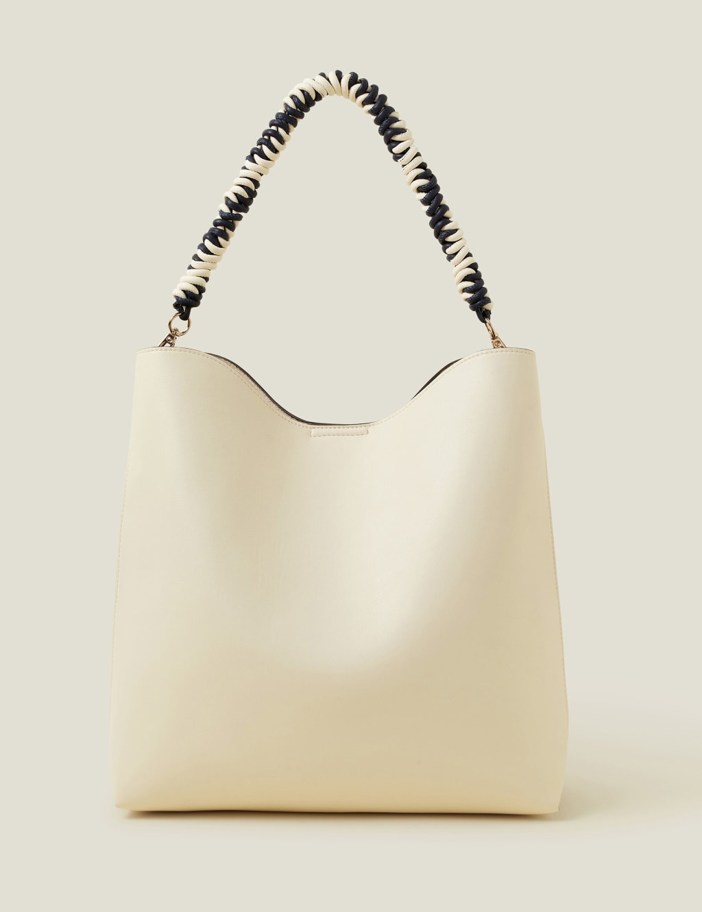 Faux Leather Braided Handle Shoulder Bag