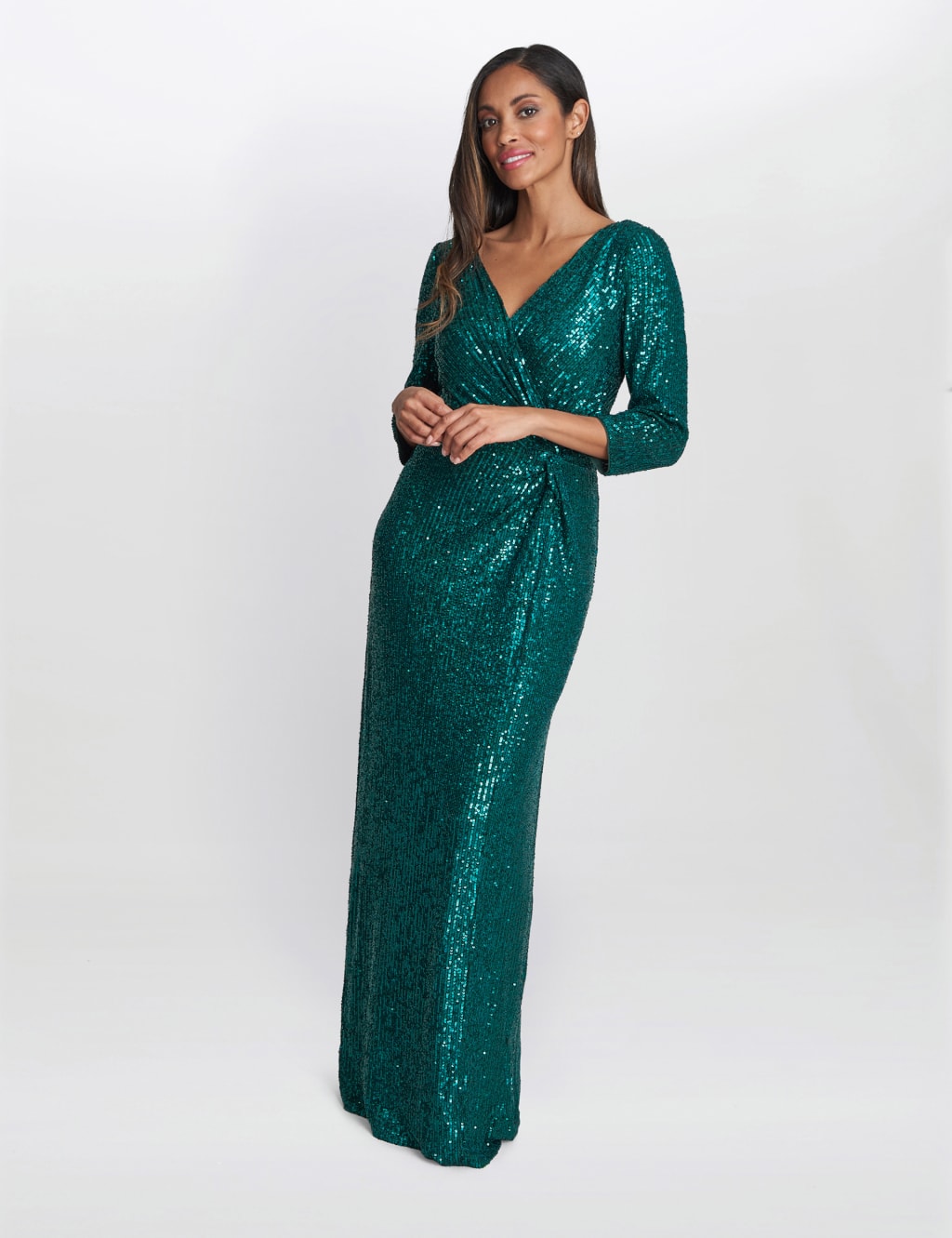 Sequin V-Neck Maxi Wrap Dress 4 of 5