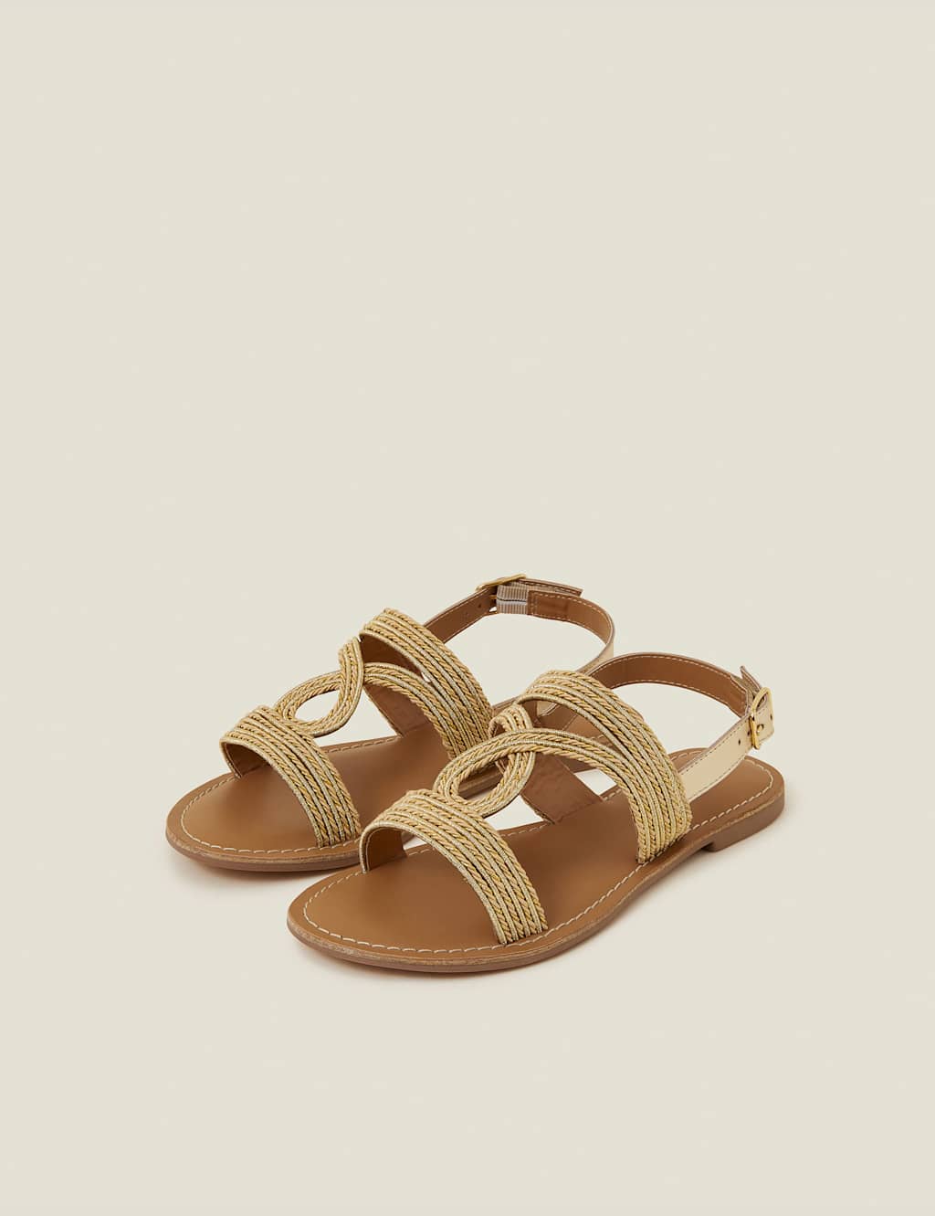 Raffia Ankle Strap Flat Sandals 3 of 4