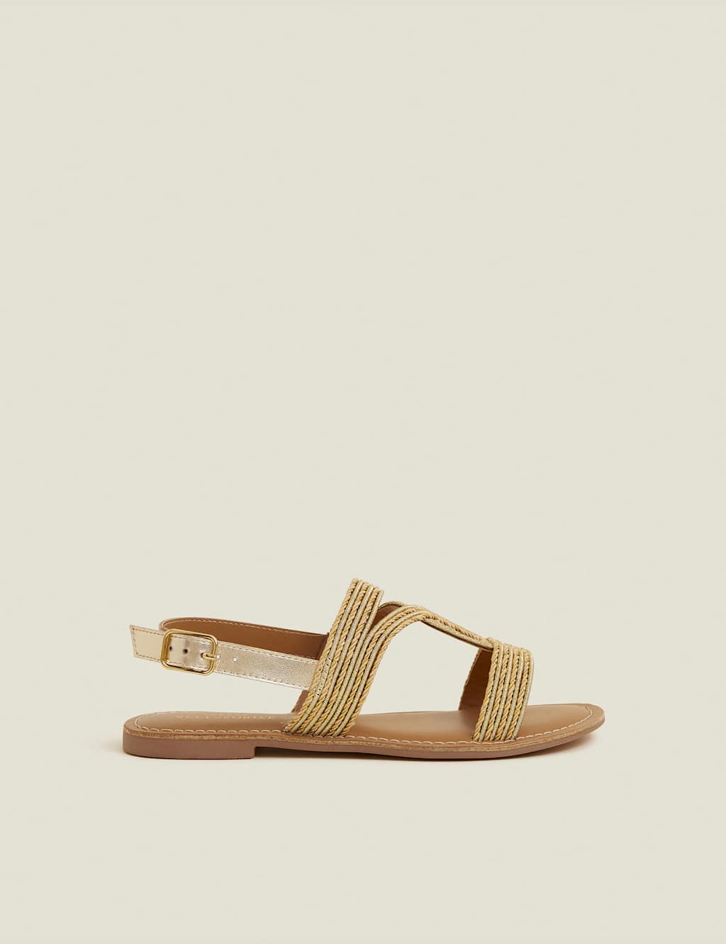 Raffia Ankle Strap Flat Sandals 2 of 4
