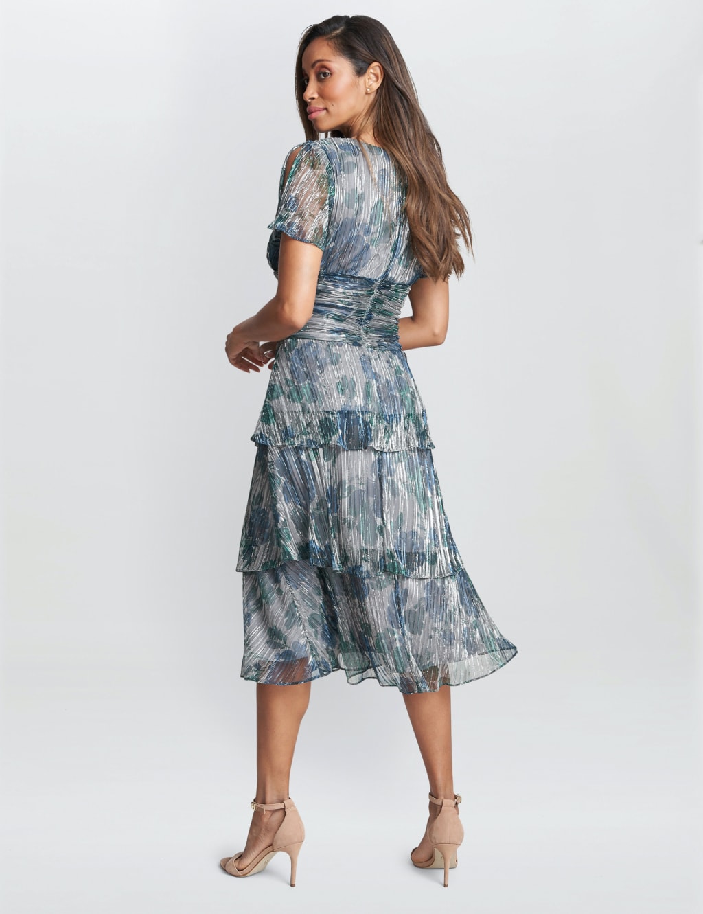 Floral V-Neck Midi Tiered Dress 3 of 5