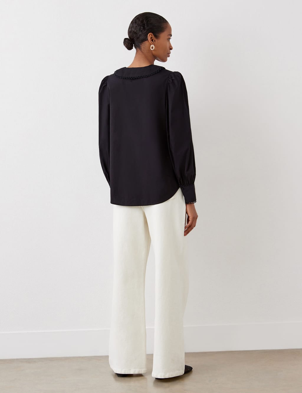 Pure Cotton Collared Lace Detail Shirt 2 of 4