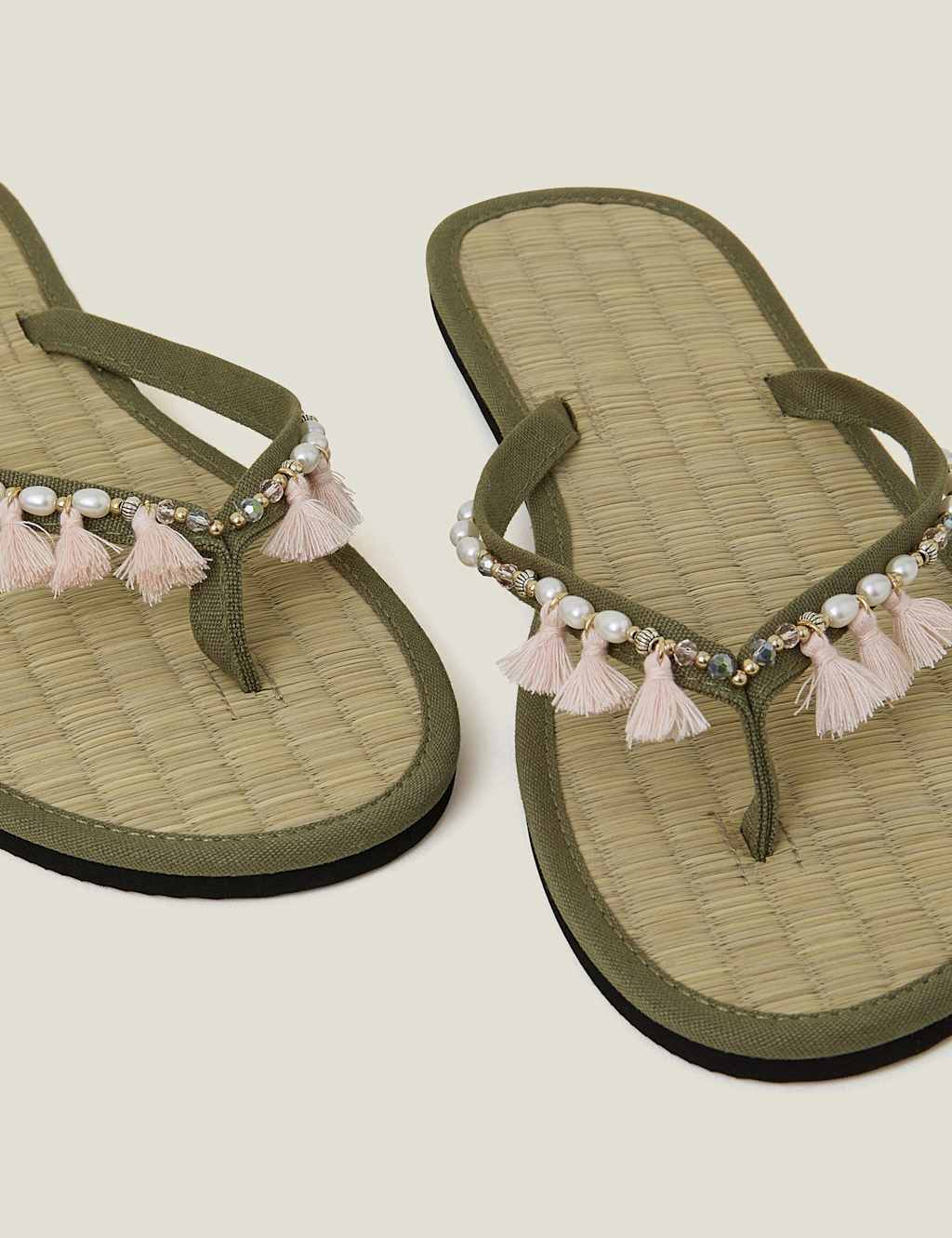 Embellished Tassel Flat Flip Flops 4 of 4