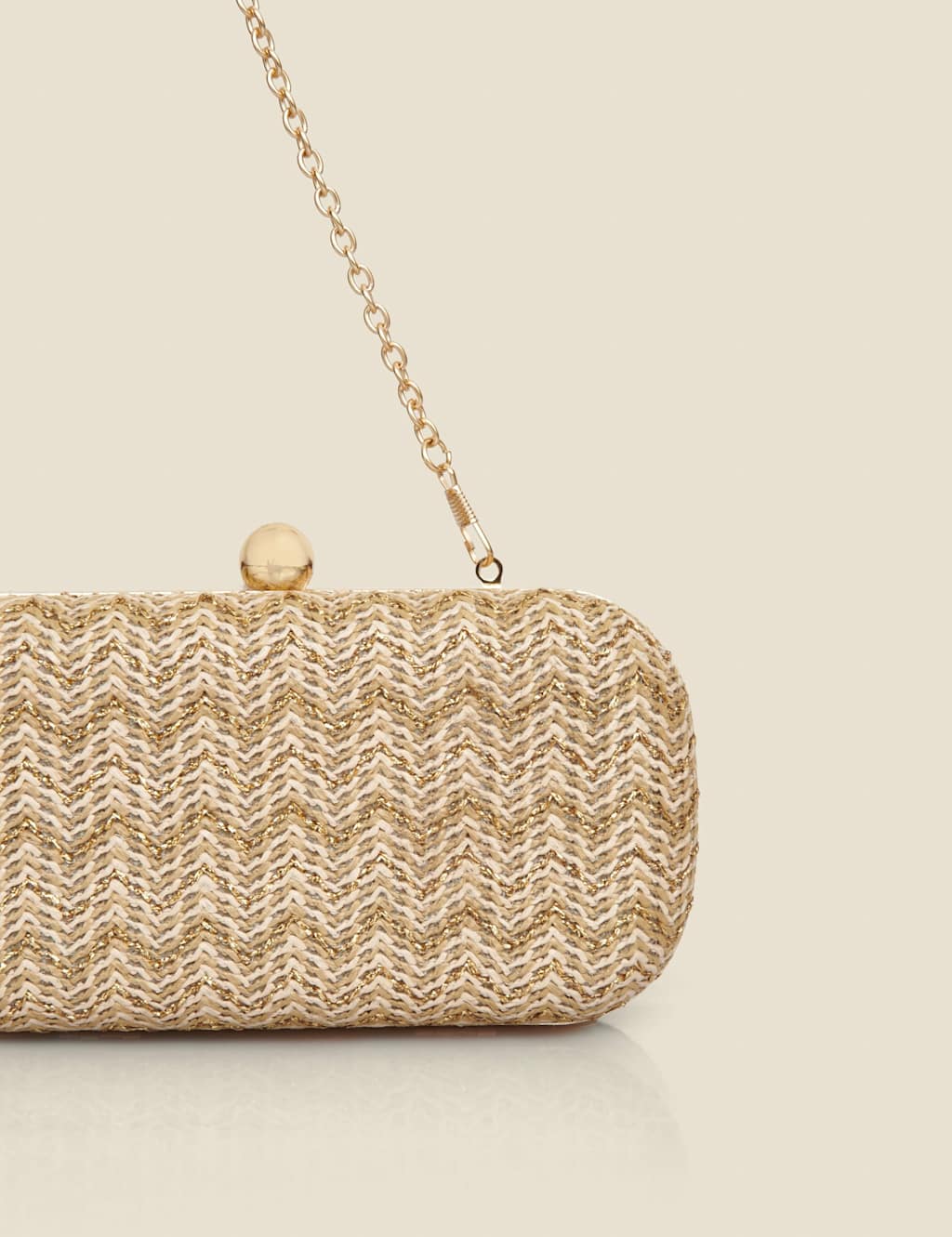 Raffia Chevron Metallic Detail Clutch Bag 4 of 5