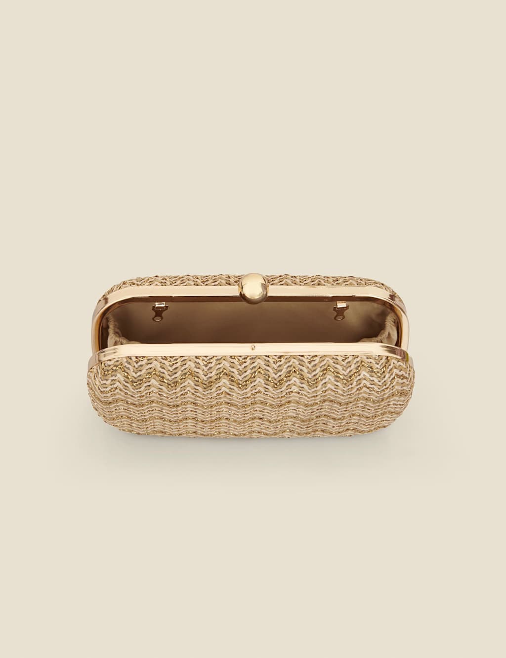 Raffia Chevron Metallic Detail Clutch Bag 5 of 5