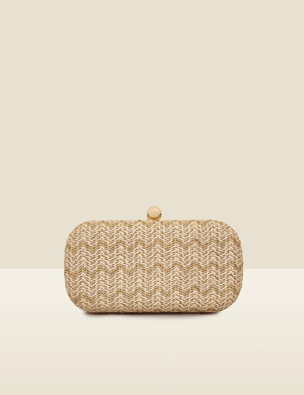 Raffia Chevron Metallic Detail Clutch Bag 2 of 5
