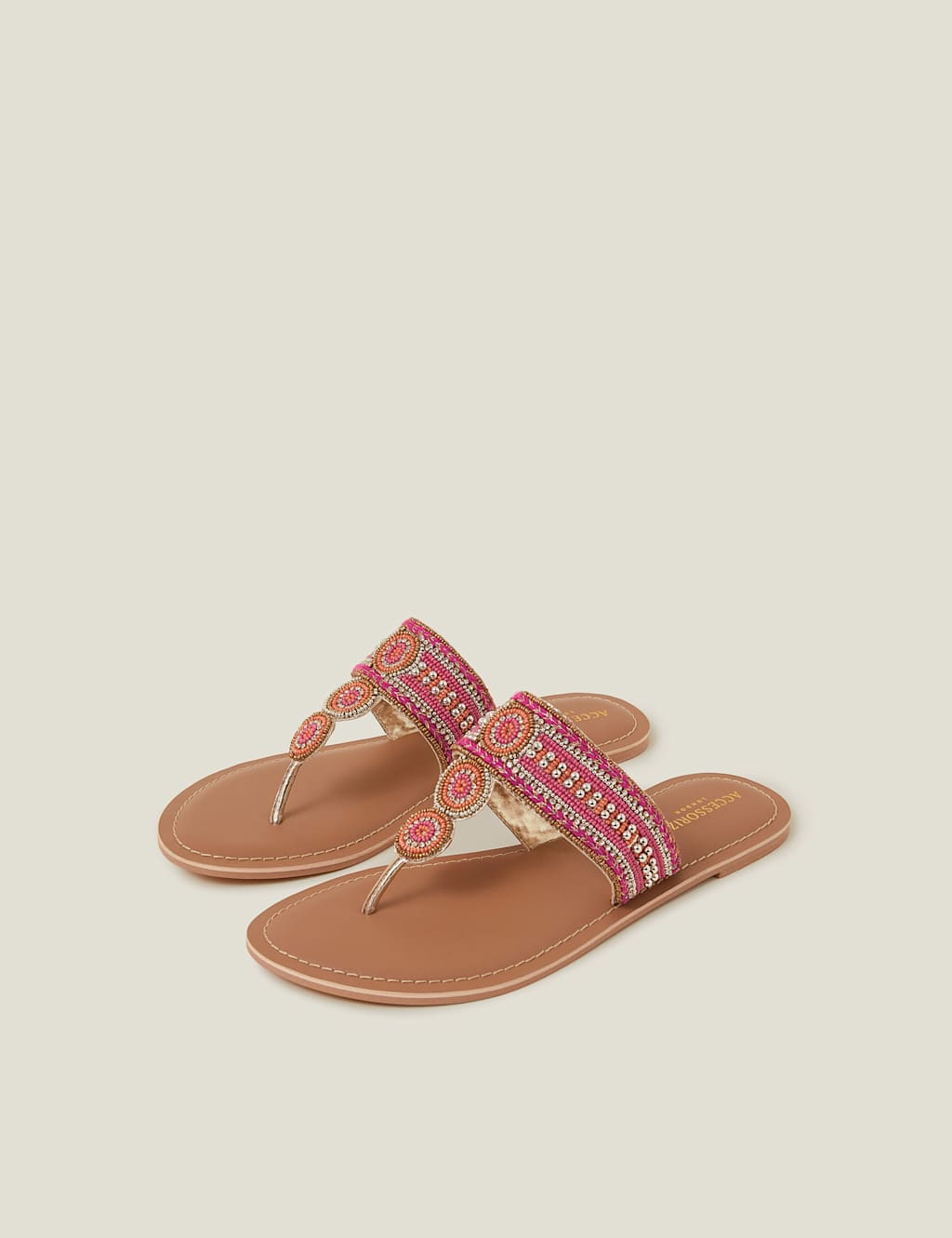 Beaded Circle Flat Toe Thong Sandals 2 of 4