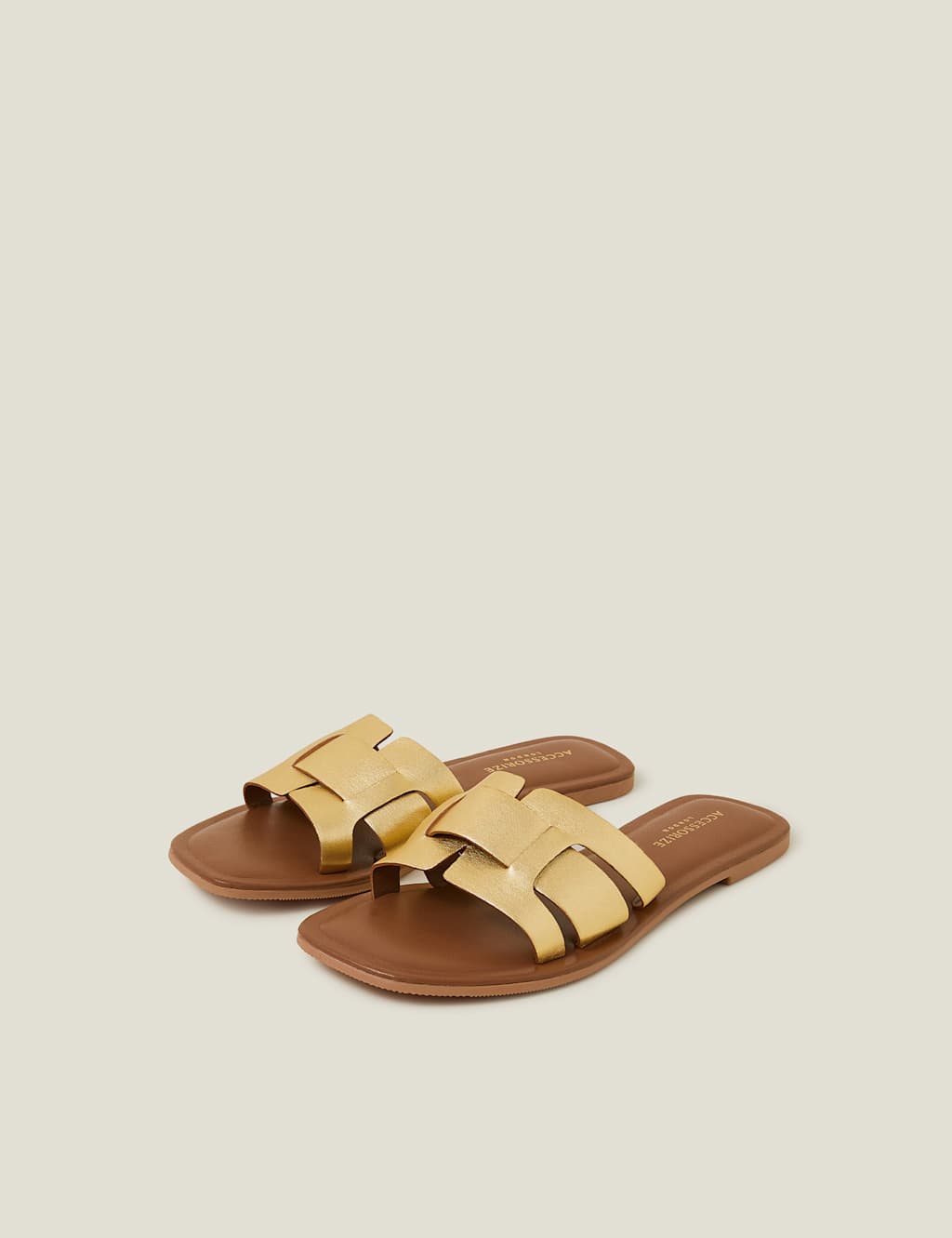 Leather Metallic Flat Sliders 2 of 4