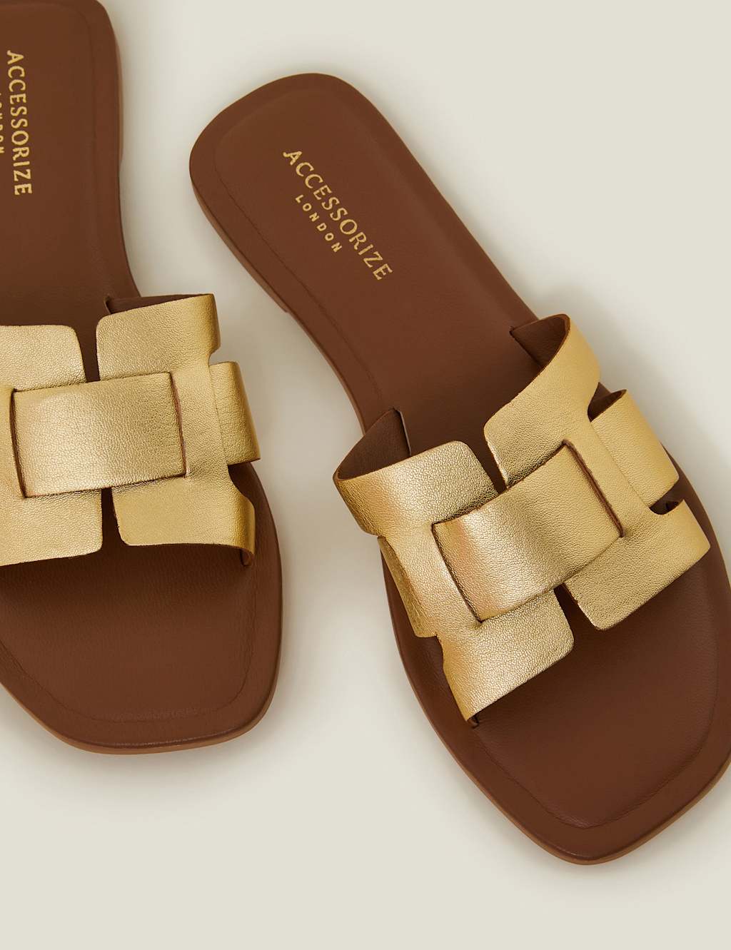 Leather Metallic Flat Sliders 4 of 4