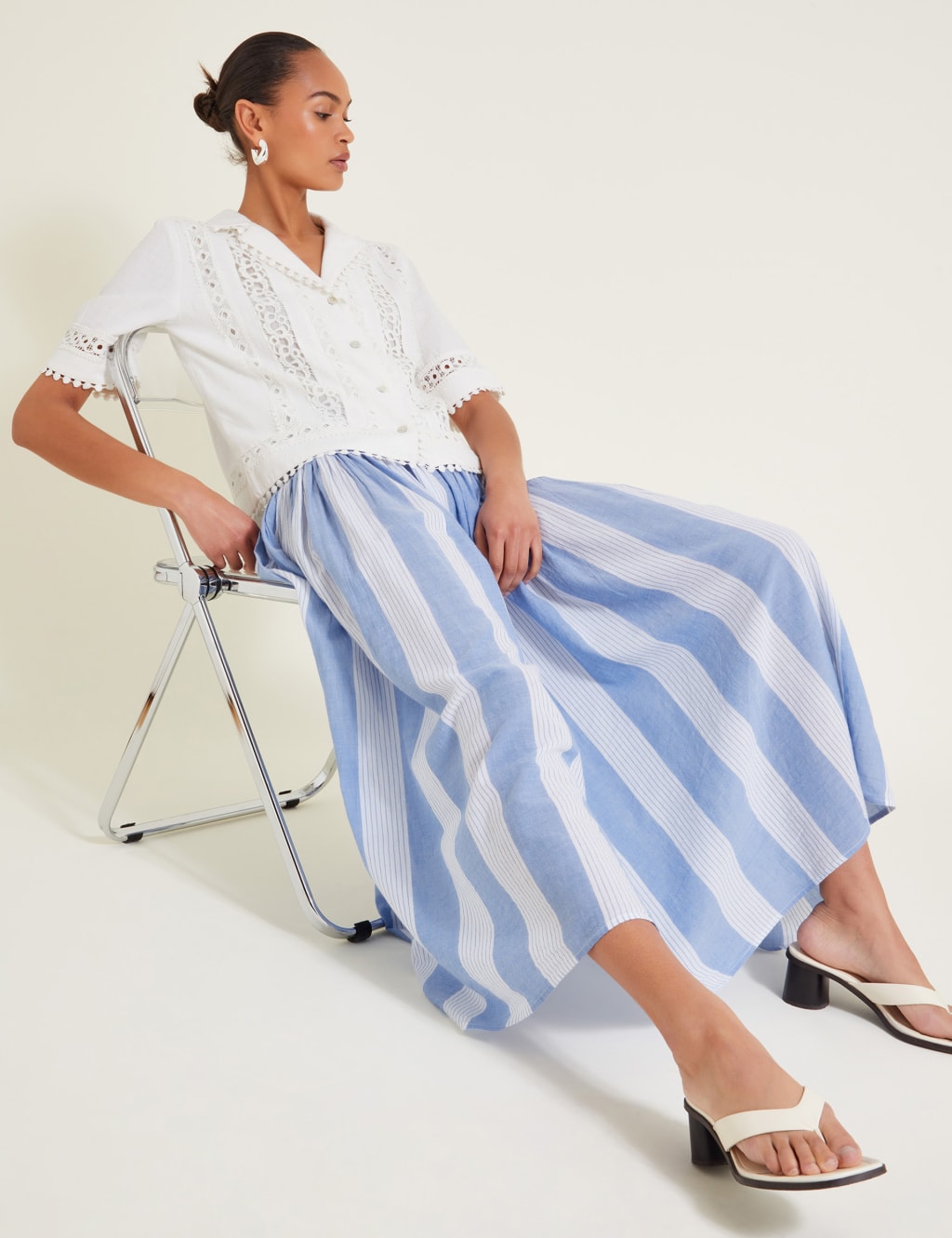 Pure Cotton Striped Maxi A-Line Skirt 3 of 6